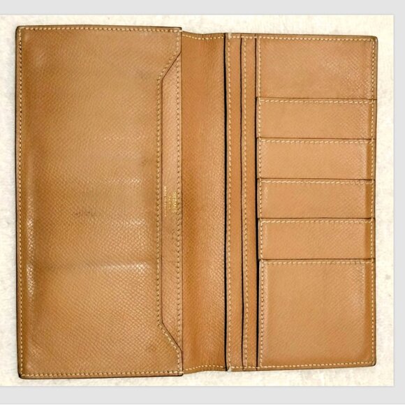 Vintage HERMES MC2 Fleming BiFold Long Wallet Camel Gold Epsom Calfskin Leather - Picture 1 of 15